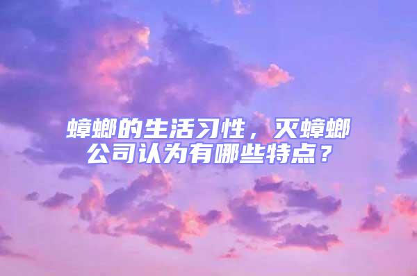 蟑螂的生活習性,滅蟑螂公司認為有哪些特點?